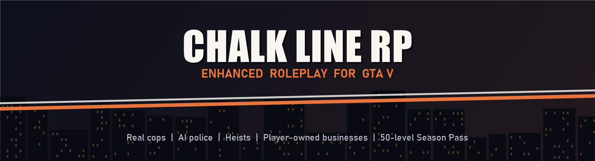 Chalk Line RP city skyline artwork (in-game screenshot coming soon)